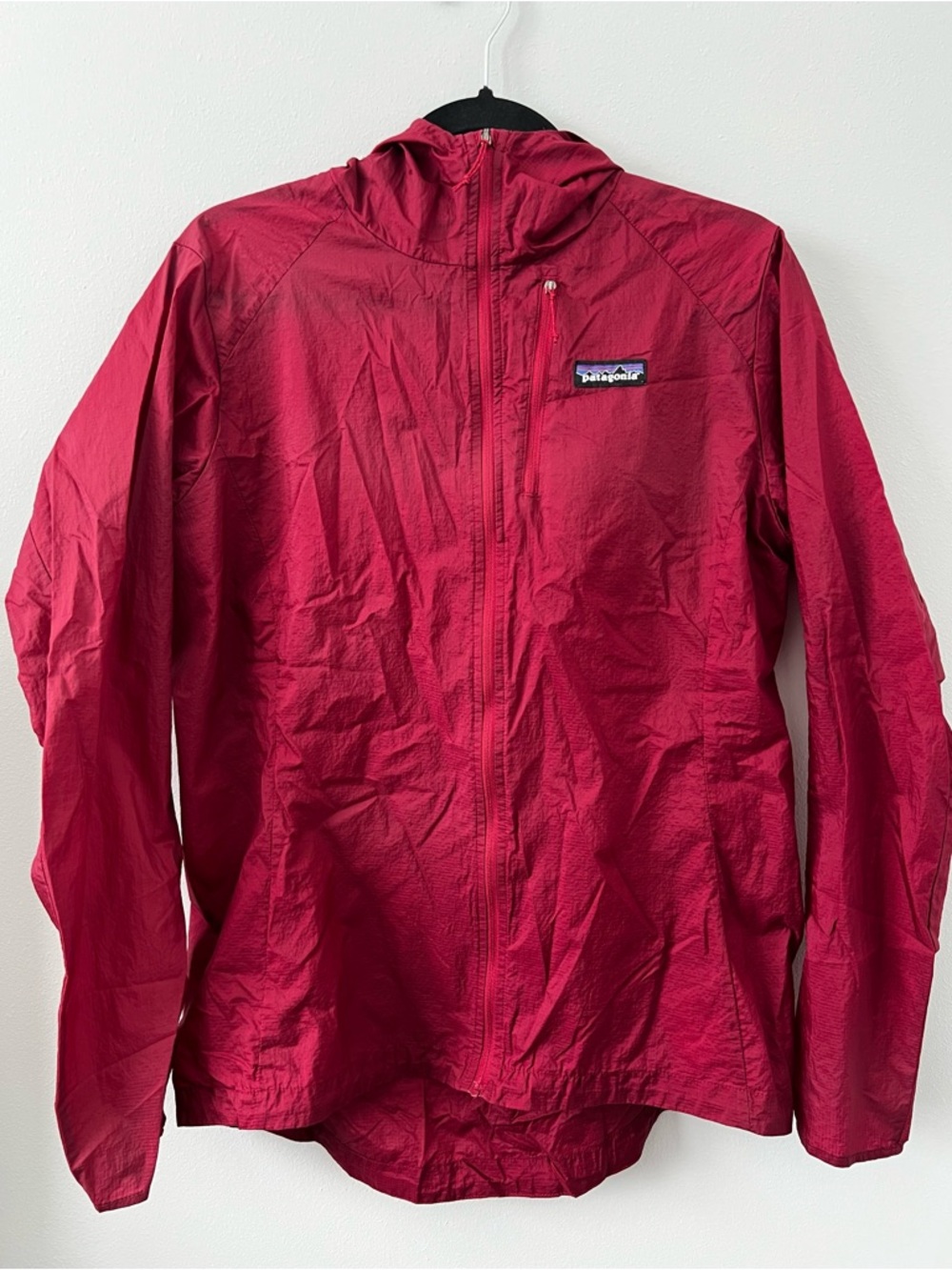 Patagonia Women’s Hooded Houdini Jacket Lightweight Size L Raspberry Red